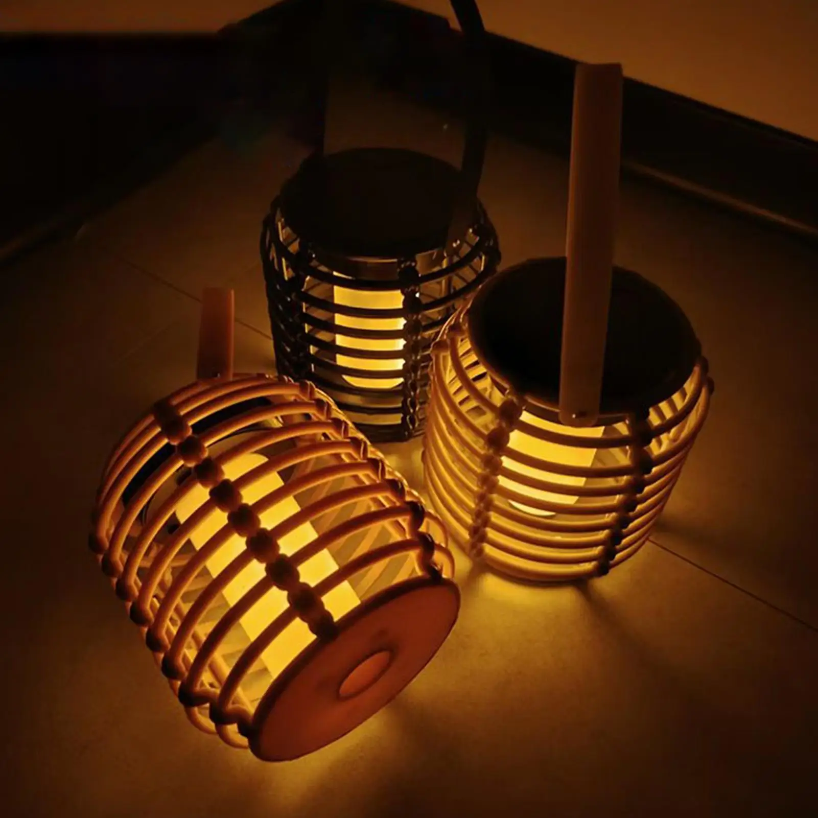 Solar Lights Outdoor Outdoor Lanterns Solar Powered Lights Rattan Waterproof Decorative Lantern For Yard Patio Pathway Trees