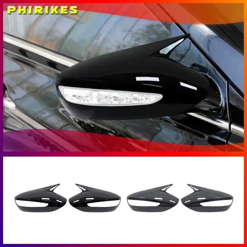 For Hyundai Sonata DN8 2011-2014 Rearview Side Mirror Cover Wing Cap Exterior Door Rear View Case Trim Shell Carbon Fiber Look