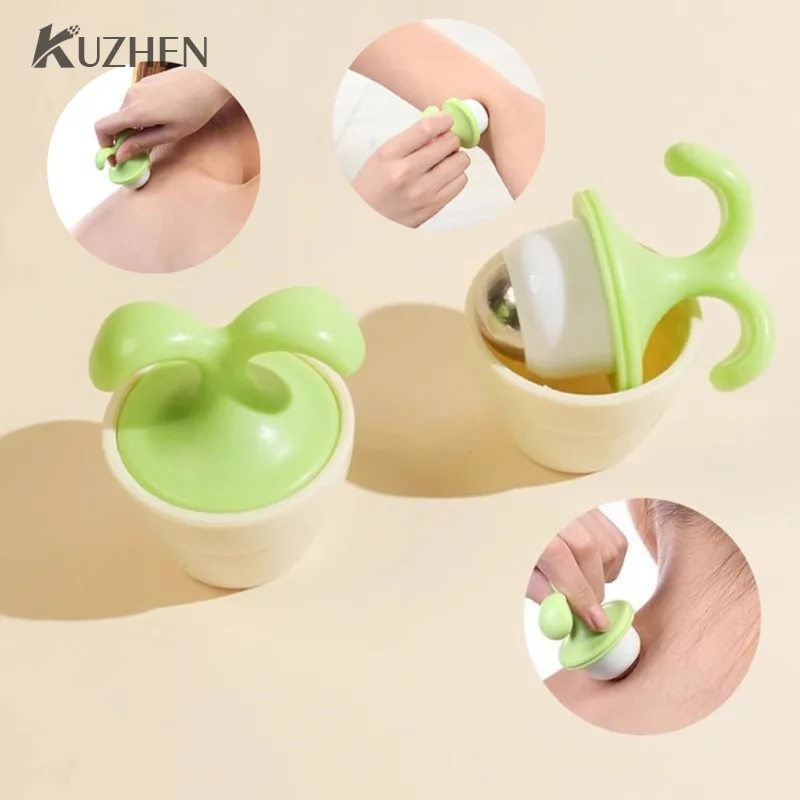 Roller Ball Relaxing Massager Manual Massage Ball In Flower Pot Shape Stress Relief Mini Innovative Manual Roller Massager Tool