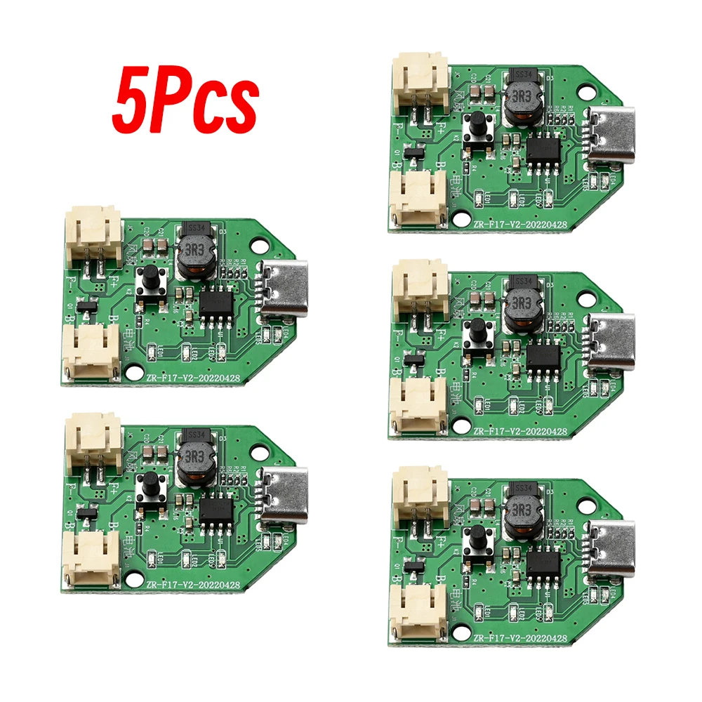 5Pcs 3.7V to 5V 7V 9V Boost Board Charging Fan Control Board Type-C Rechargeable Circuit Board Charging Module with Cable