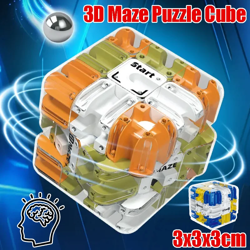 

3D Maze Puzzle Cube with Rolling Ball Magic Labyrinth Game for Kids Competitive Logic Training Toy Stress Relief Brain