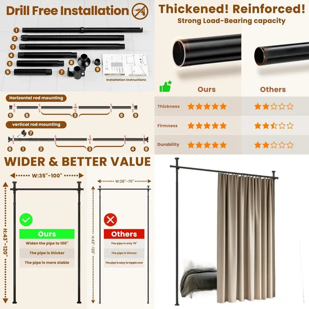 

Регулируемая отдельно стоящая перегородка, ширина 35–100 x высота 43–120 градусов, сверло не требуется, черный экран конфиденциальности