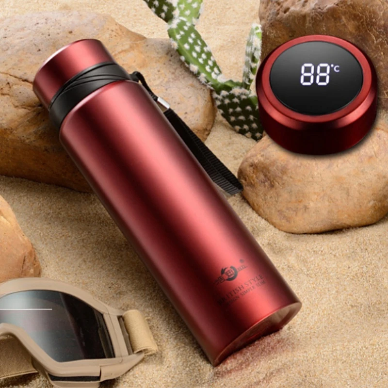 

1.0-1.8 Liter Stainless Steel Thermos Bottle with LED Temperature Display Vacuum Flasks Portable Water Cups Insulated Tumbler