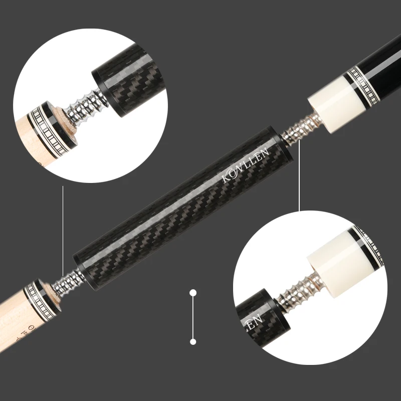 KONLLEN Middle Extension Carbon Fiber 3/8*8 Radial Pin Uniloc Quick Joint 12cm Pool Cue Carom Stick Billiard Accessories