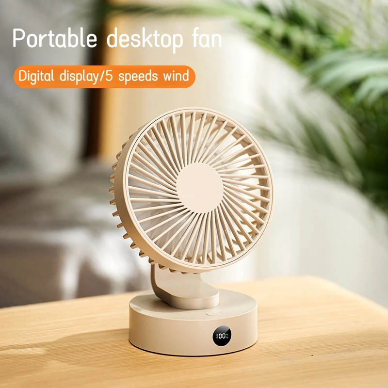 

1800mAh Mini USB Desktop Fan Portable Fan Desktop Office Cooling Ventilation Fans Five Speed Adjustment Camping Fan Electric Fan