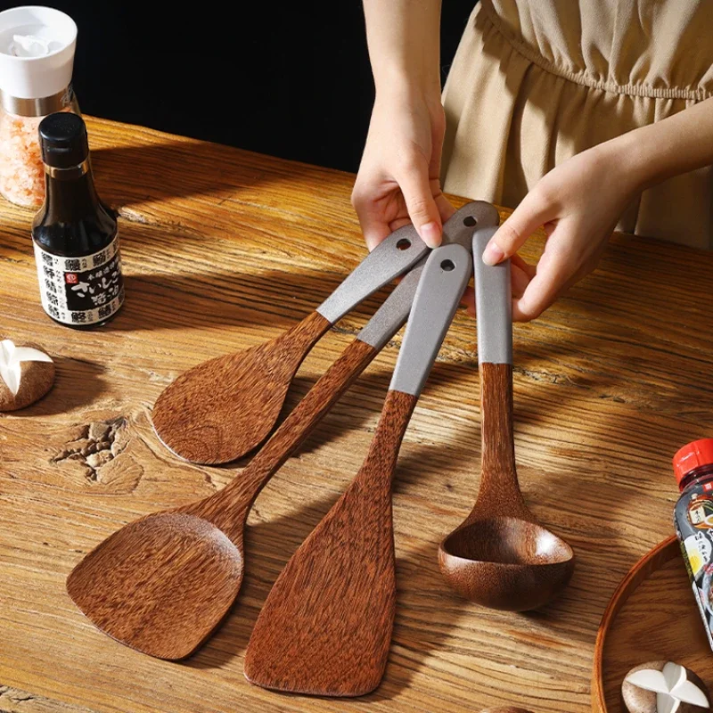 

Набор деревянной кухонной утвари, деревянная ложка, лопатка, креативные кухонные принадлежности, инструменты в японском стиле с куриными крыльями
