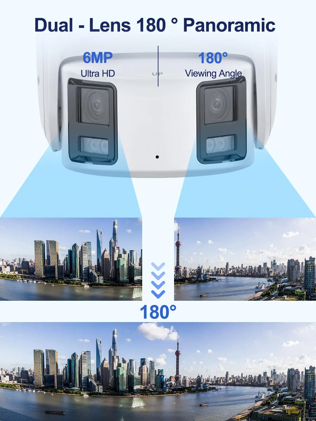 Anpviz OEM DS-2CD2387G2P-LSU/SL 4K عدسة مزدوجة كاملة الألوان PoE IP كاميرا بانورامية ميكروفون مدمج مكبر صوت 180 °   كشف حركة الزاوية