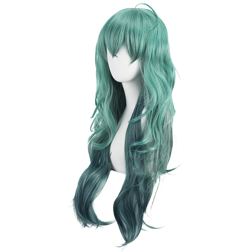 RANYU Anime Cosplay Synthetic Wig Long Green Ombre Wavy Fluffy Hair Heat Resistant Wig for Daily Party