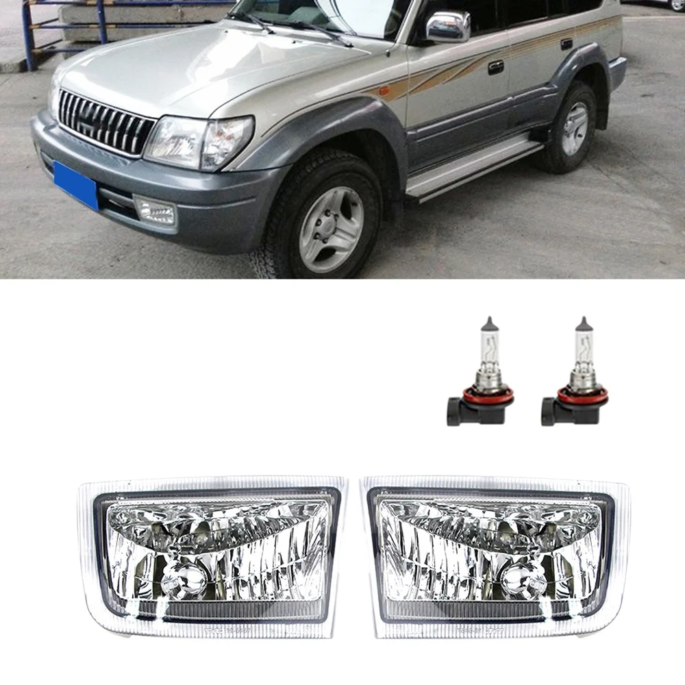 Car Front Left Right Bumper Fog Lights Assembly Foglight with Bulb for Toyota Land Cruiser Prado 90 FJ90 3400 96-03