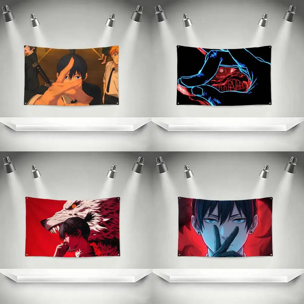 Chainsaw Aki Hayakawa   Flags Wall Hanging Tapestry Outdoor Garage Room Decorative flag Background Blanket