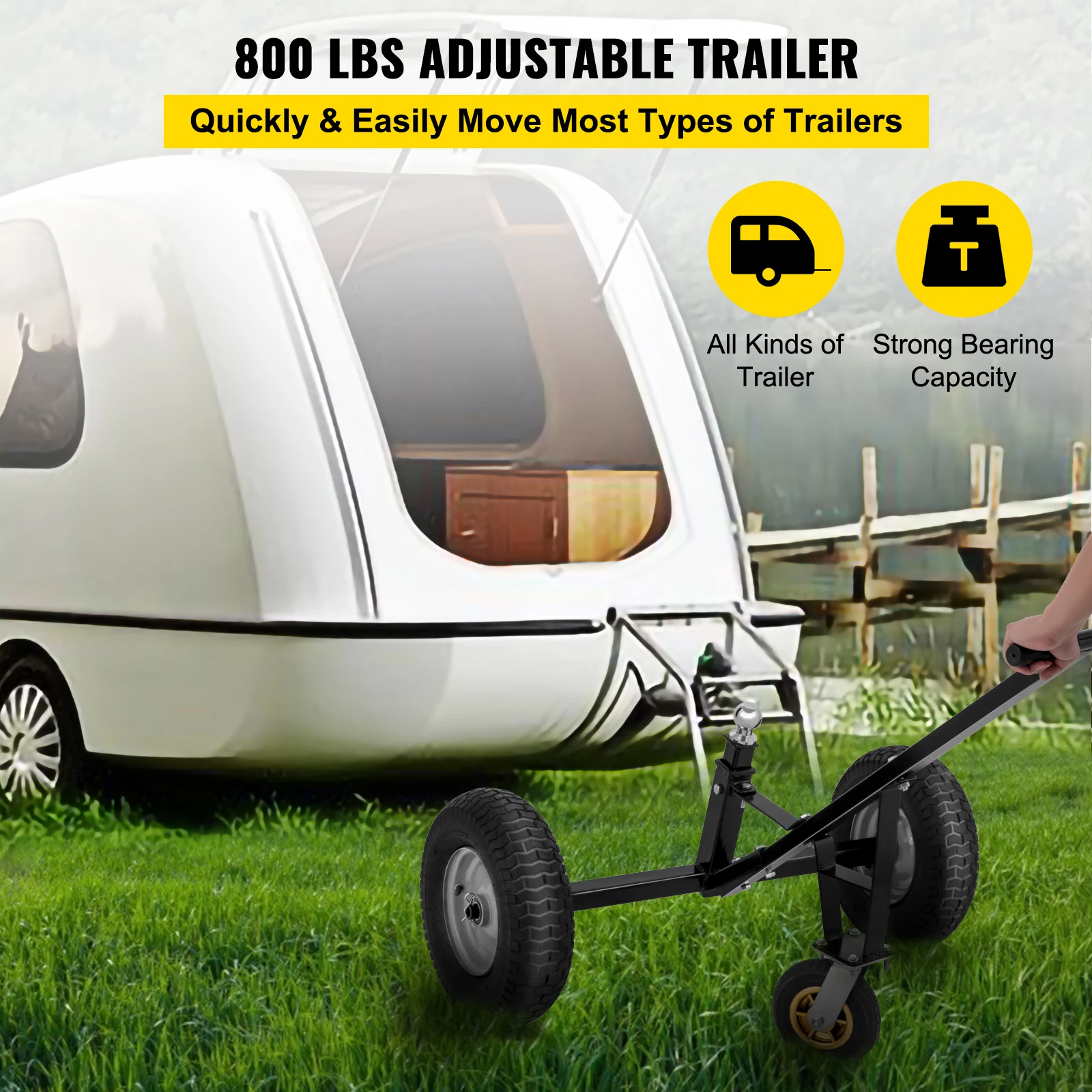 Moving Car RV Boat Kayak Trailer Carbon Steel Trailer Mover with Adjustable Hitch Ball Height Utility Trailer Mover Dolly