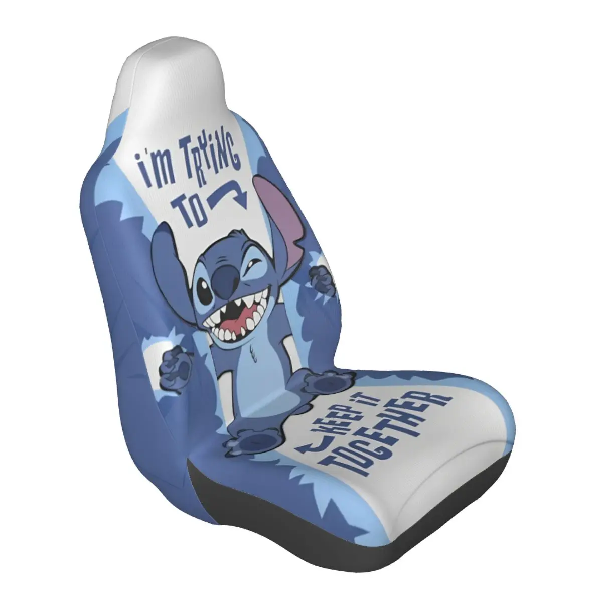 

Stitch And Angel Car Seat Cover Flexible anime cartoon Seat Covers Single Universal Fit for Trucks Cars Sedans