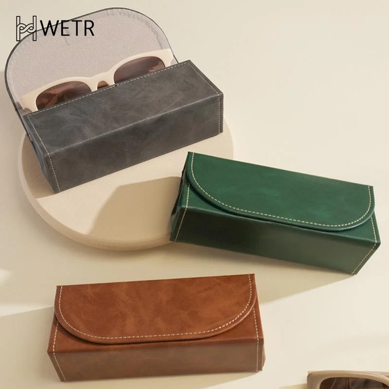 Premium PU Large Capacity Men's Eyeglass Case Shockproof Portable Glasses Storage Box Eyeglass Box For Gift