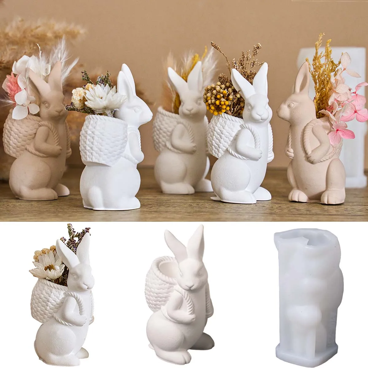 

3D милая корзина кролик силиконовая форма для свечей DIY Пасхальный кролик ремесло изготовление подарков ароматерапия гипс смола литейные формы домашний декор