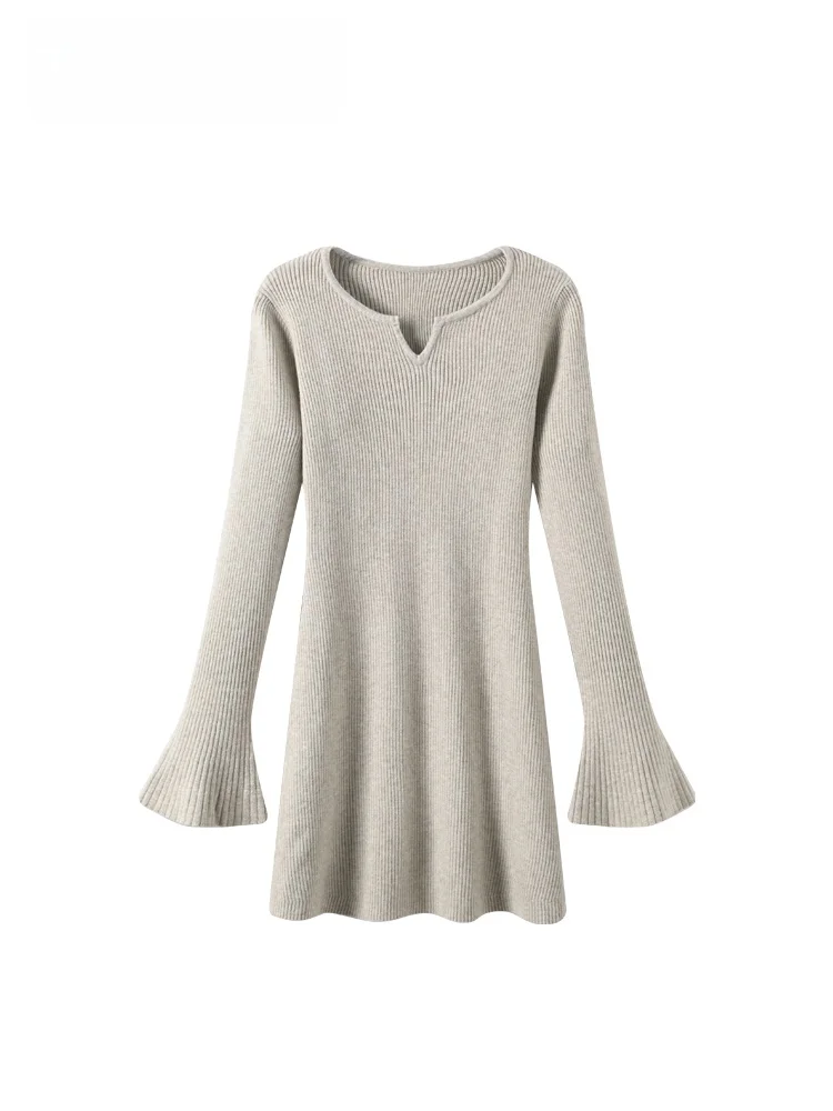 

plus Size Knitted round Ne Dr Women's Loose Fitting Lazy Sle Skirts for Plump Sister Autumn Winter New Arrival Slimmin...