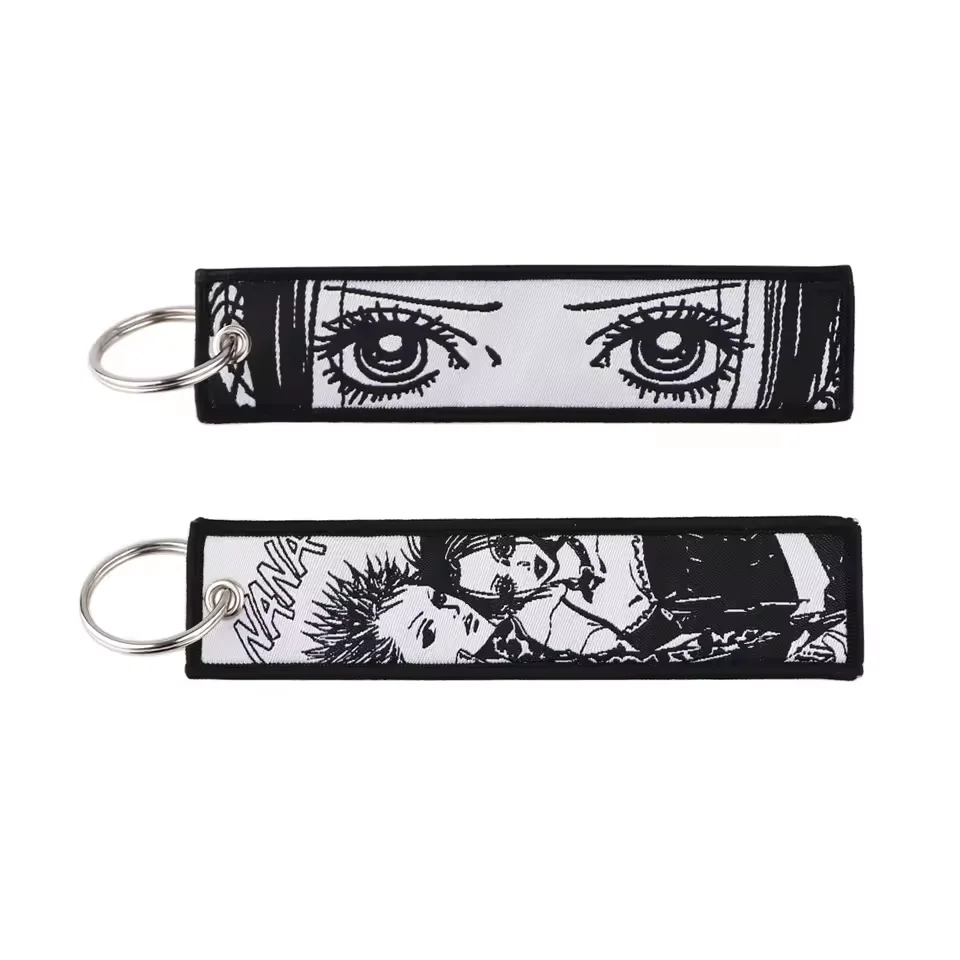 Japanese Manga NANA Keychain Motorcycles Cars Anime Character Embroidery Key Fobs Tag Girls Jewelry Key Ring Accessories Gifts
