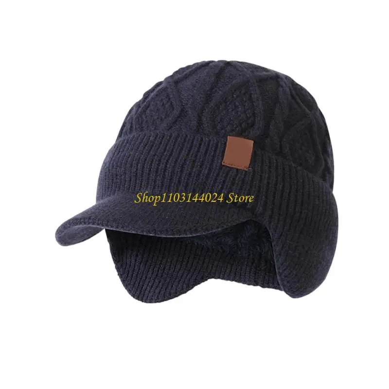 N5KE Cold Weather Knitted Baseball Hat for Outdoor Adventurers and Commuters Long Brims Earflap Winter Hat Men's Essential