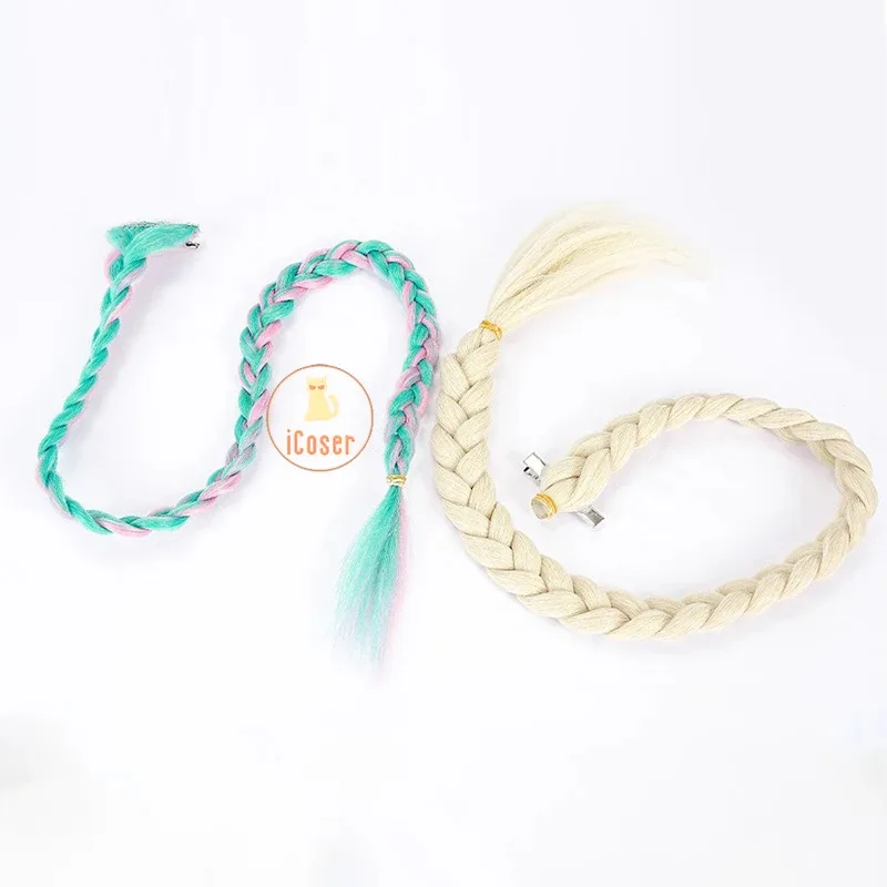 Parrucca cosplay iCoser Xilonen Genshin Impact Biondo chiaro Capelli arancioni Rosa Blu Treccia Natlan Festa di Halloween per donne Ragazze Puntelli