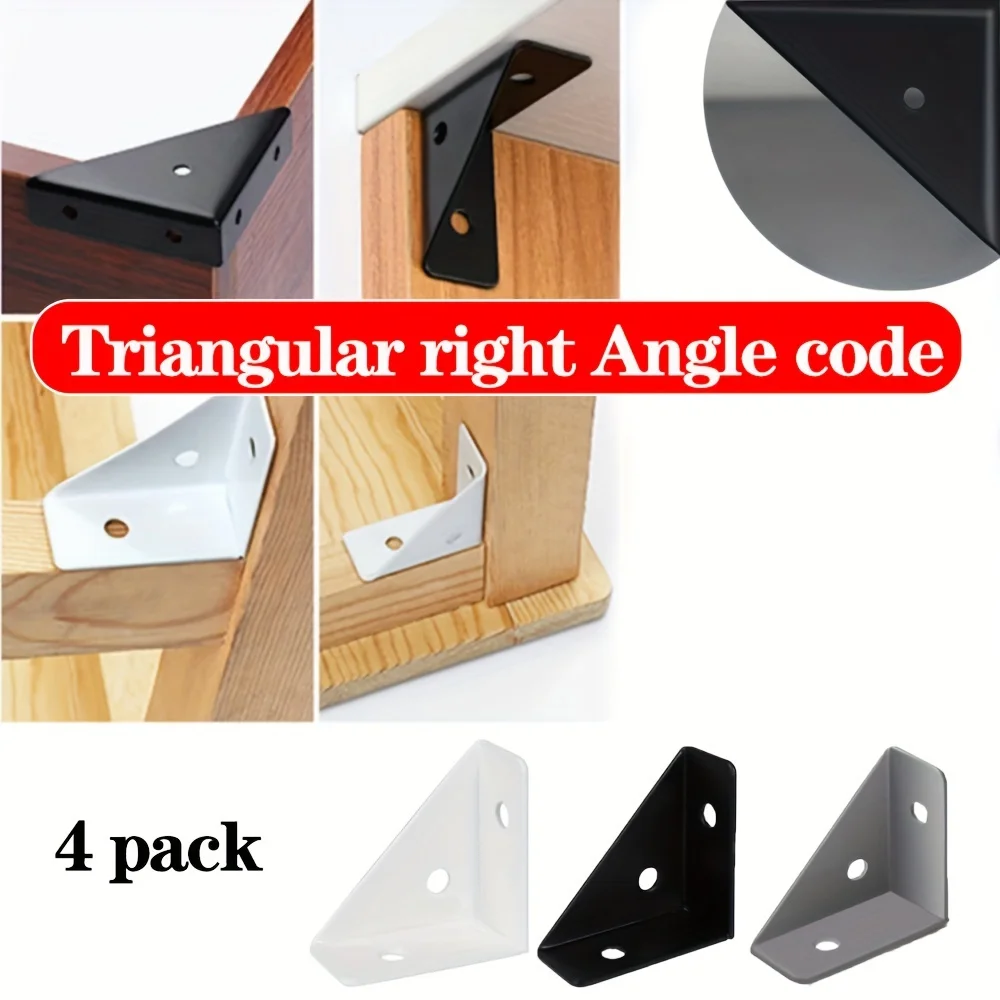 4 Packaging right Angle brackets: black, white, grey - durable, porous design for fixing furniture and wooden tables