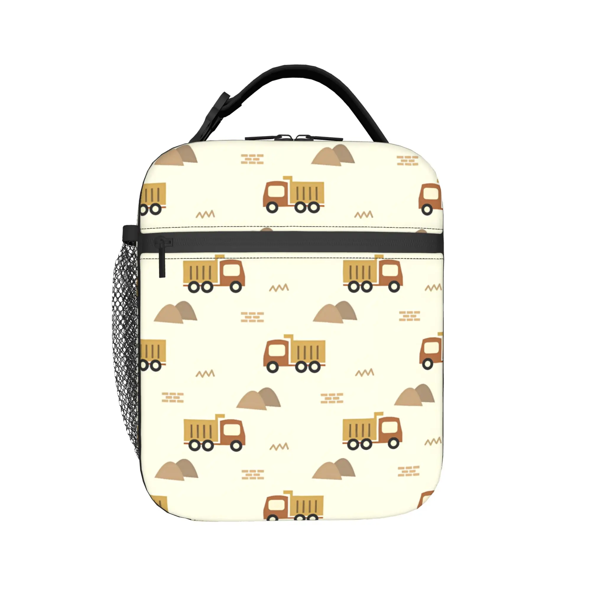Toys heavy construction machines Lunch Bag For Unisex  Print Picnic Lunch Box Aesthetic Portable Oxford Cooler Bag