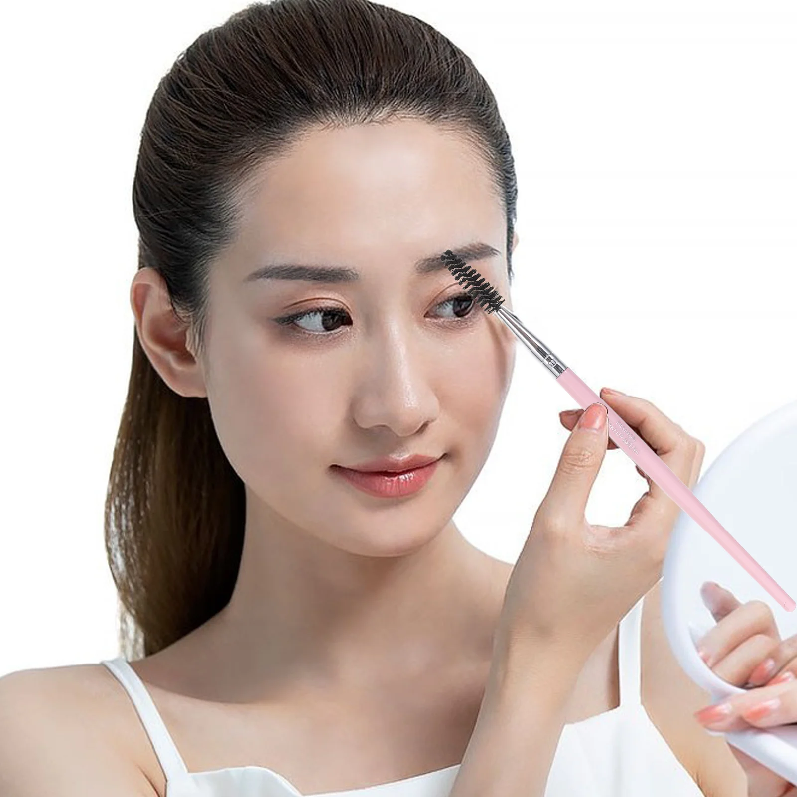 Brosse à cils multifonctionnelle rose, légère, matériau doux, idéale pour sourcils, peigne à Mascara, outil de maquillage pour les yeux