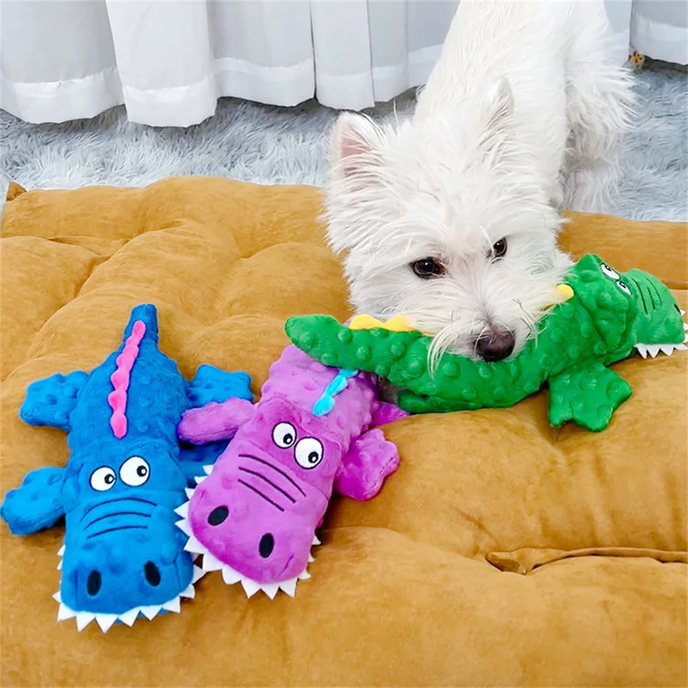 Plush Crocodile Puppy Dog Squeaky Toy for Small Medium Dogs Clean Teeth Pet Chew Toys Maltese Pomeranian mascotas Play Products