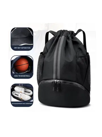 basketball bag, swimming bag, dry wet separation women's storage bag, sports backpack, training and fitness drawstring backpack
