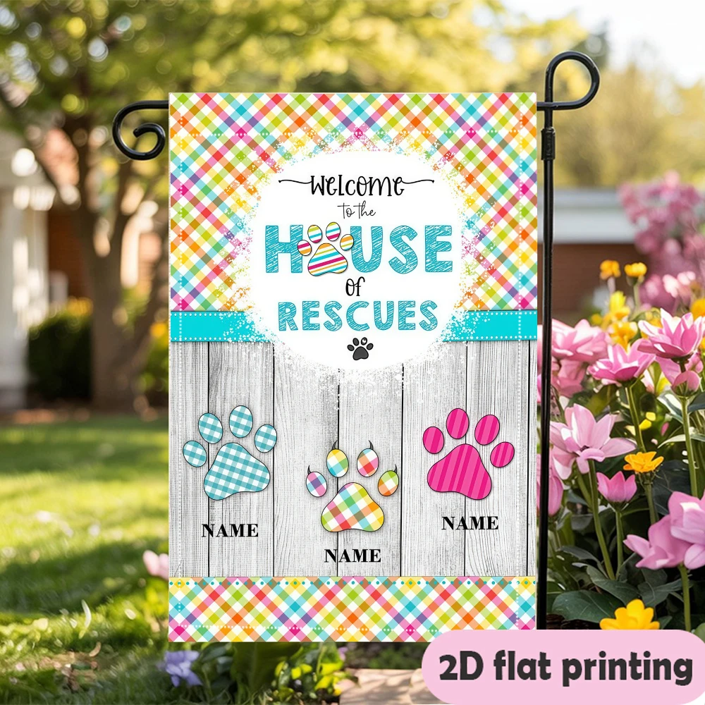 1pc double-sided Customizable Rainbow Check Garden flag personalized custom Name garden decoration 30*45cm(12x18in)