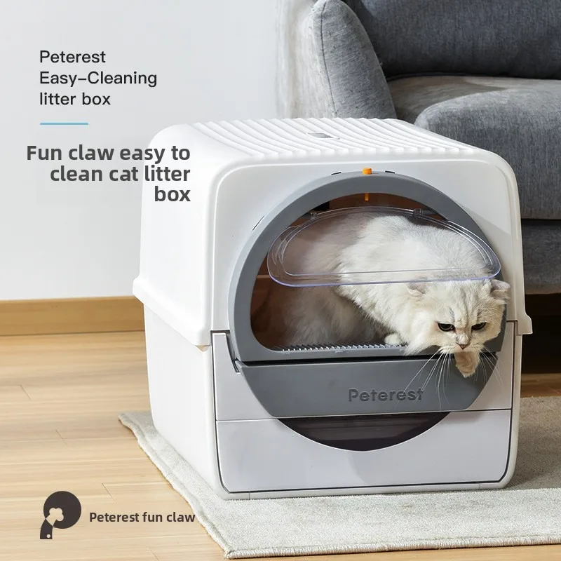

Easy Clean Litter Box Self Cleaning Enclosed Cat Toilet Semi Auto Cat Pan Instant Scoop Kit Pet Supplies Cat Toilet Pet Cat