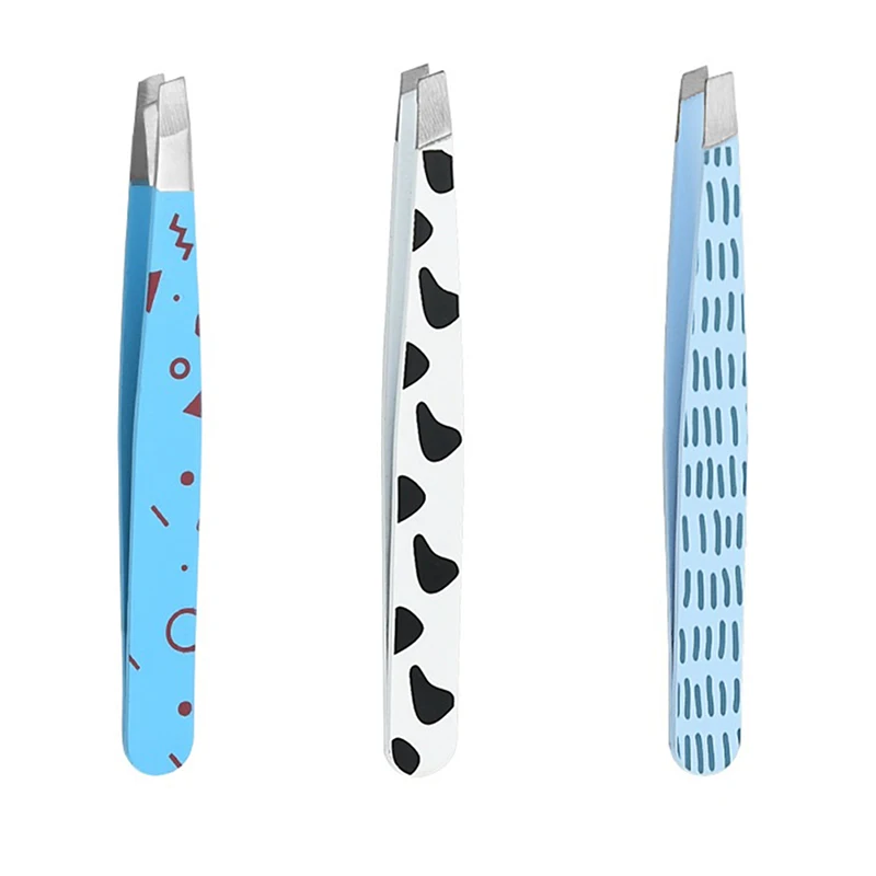 1PC Eyebrow Tweezer Cartoon Pattern Hair Beauty Fine Hairs Puller Stainless Steel Slanted Eye Brow Clips Removal Makeup Tools