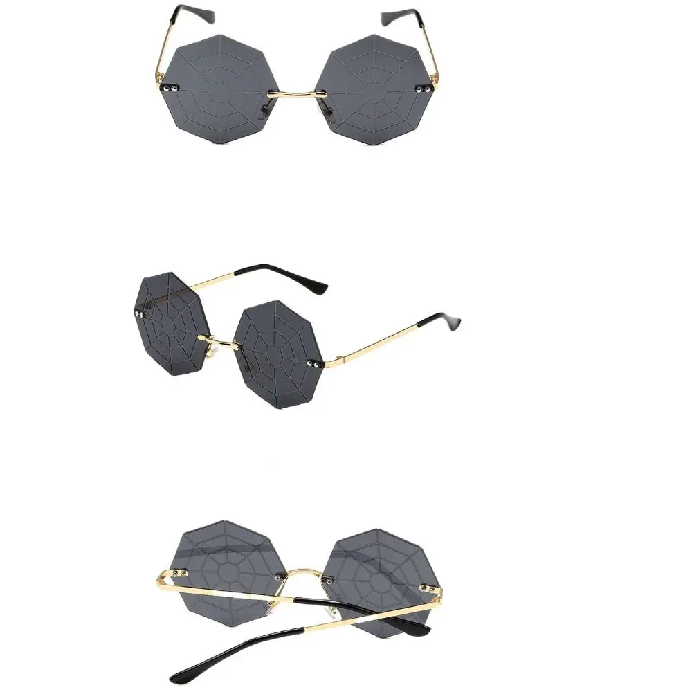 

New Trendy Chic Cobwebs Shaped Sunglasses Decor Rave Party Rimless Sunglasses Funny Stylish Shades