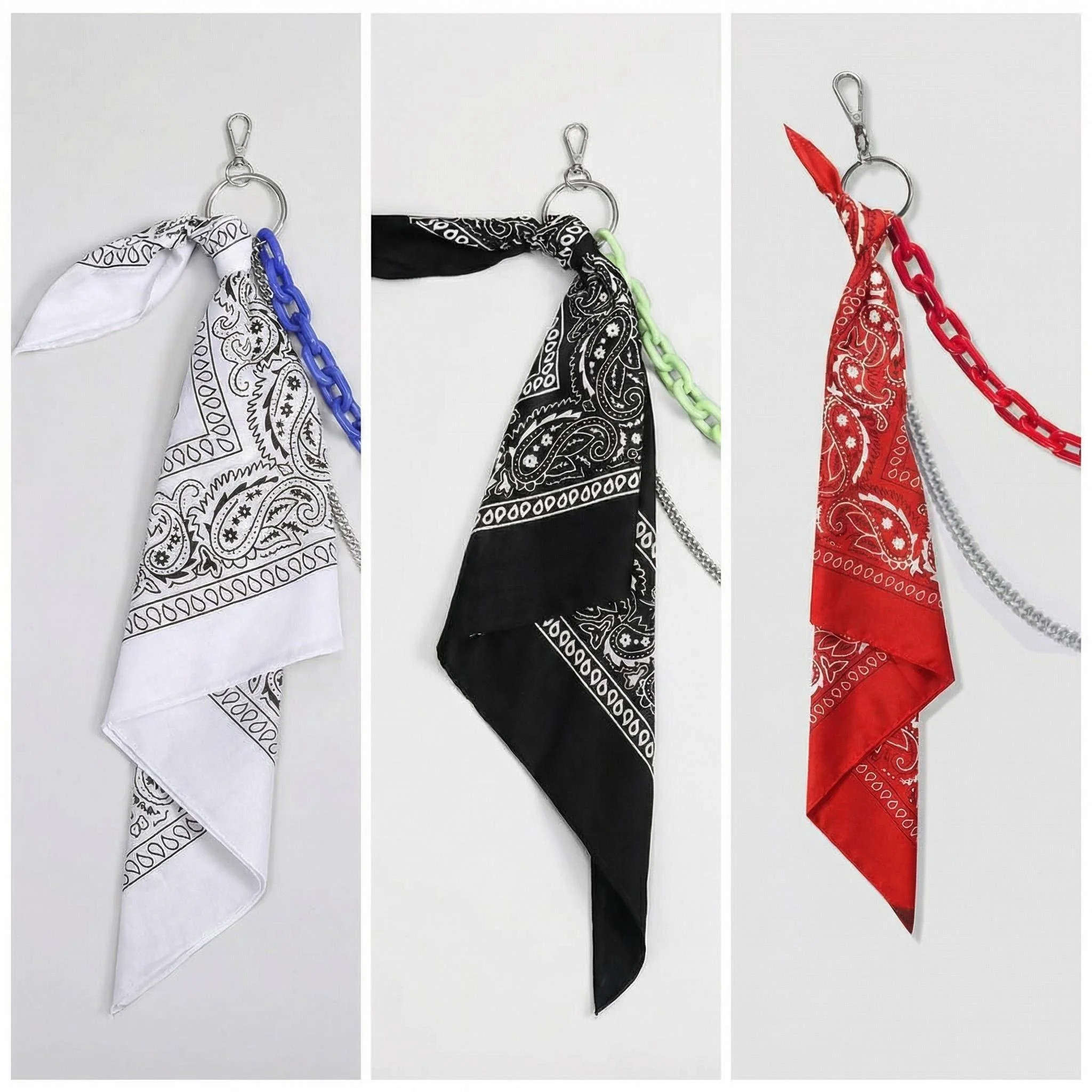 Hip hop pants scarf, cashew flower square scarf, street pants chain, waist scarf, ribbon hanging pants decoration