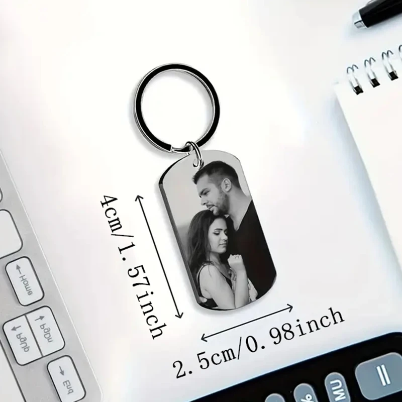 Aangepaste foto familie verweerschip liefde sleutelhanger metalen lasergravure foto roestvrij staal een paar personalisatie sleutelhanger sieraden
