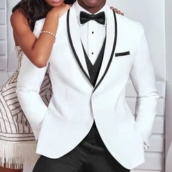 White and Black Wedding Tuxedo for Groom 3 Piece Slim Fit Mens Suits Male Fashion suit for men Costume Jacket with Pants Vest