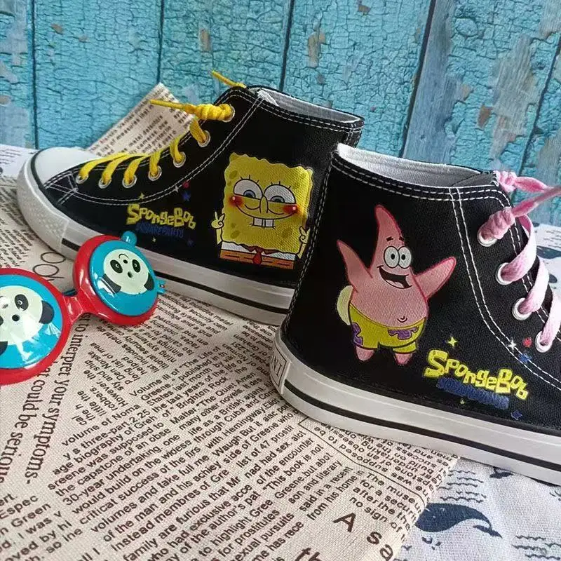 Envío Directo Bob Esponja SquarePants Big Star primavera estudiante zapatos de mujer zapatos de hombre pareja zapatos de lona de alta calidad zapatos casuales