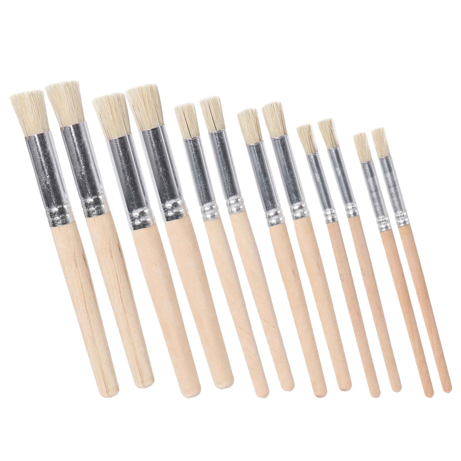 

12Pcs Oil Painting Brushes Premium Natural Bristle Wooden Handle Stencil Brush Set for Fine Detailing Texture in Art Crafts and