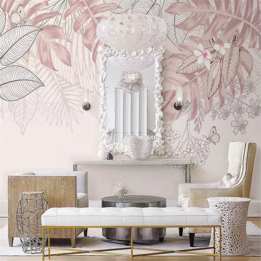 custom flamingo wallpapers for living room TV background Southeast Asian tree leaves wall paper mural bedroom home improvement