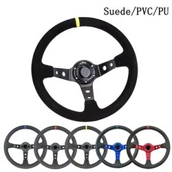 Universal 350MM Suede Steering Wheel  Leather Steering Wheel Drift racing type High quality Suede/PVC Style