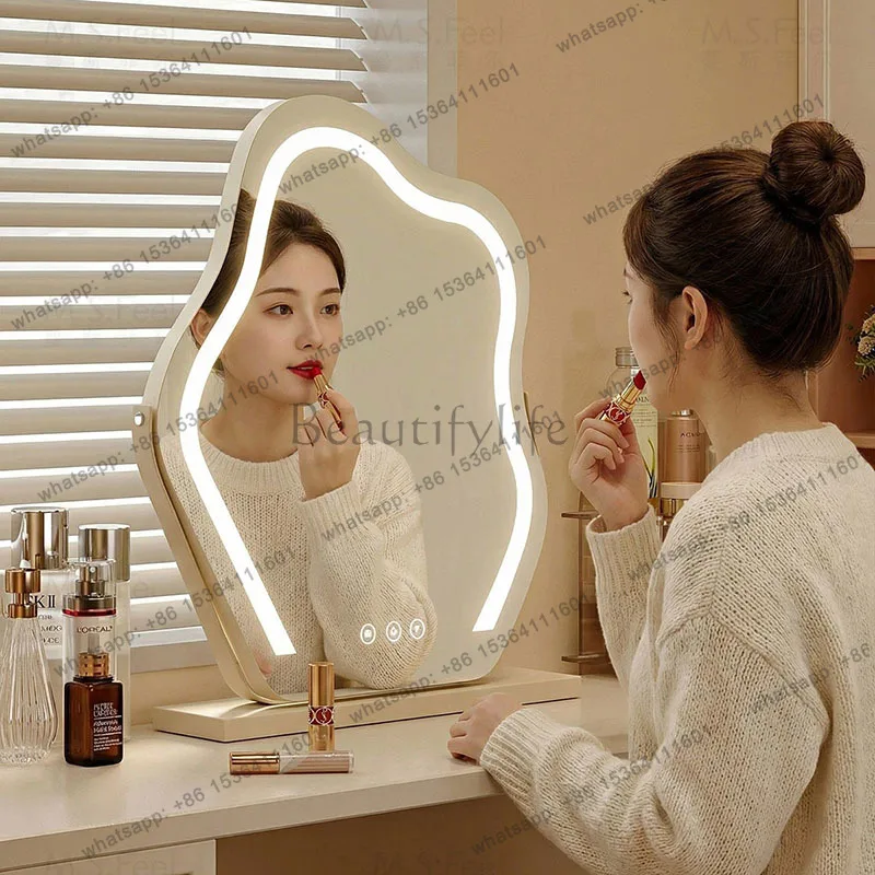LD Dressing Table Desk Mirror Aesthetic Girls Irregular Funky Luxury Decoration Mirror Items Asymmetrical Espelhos