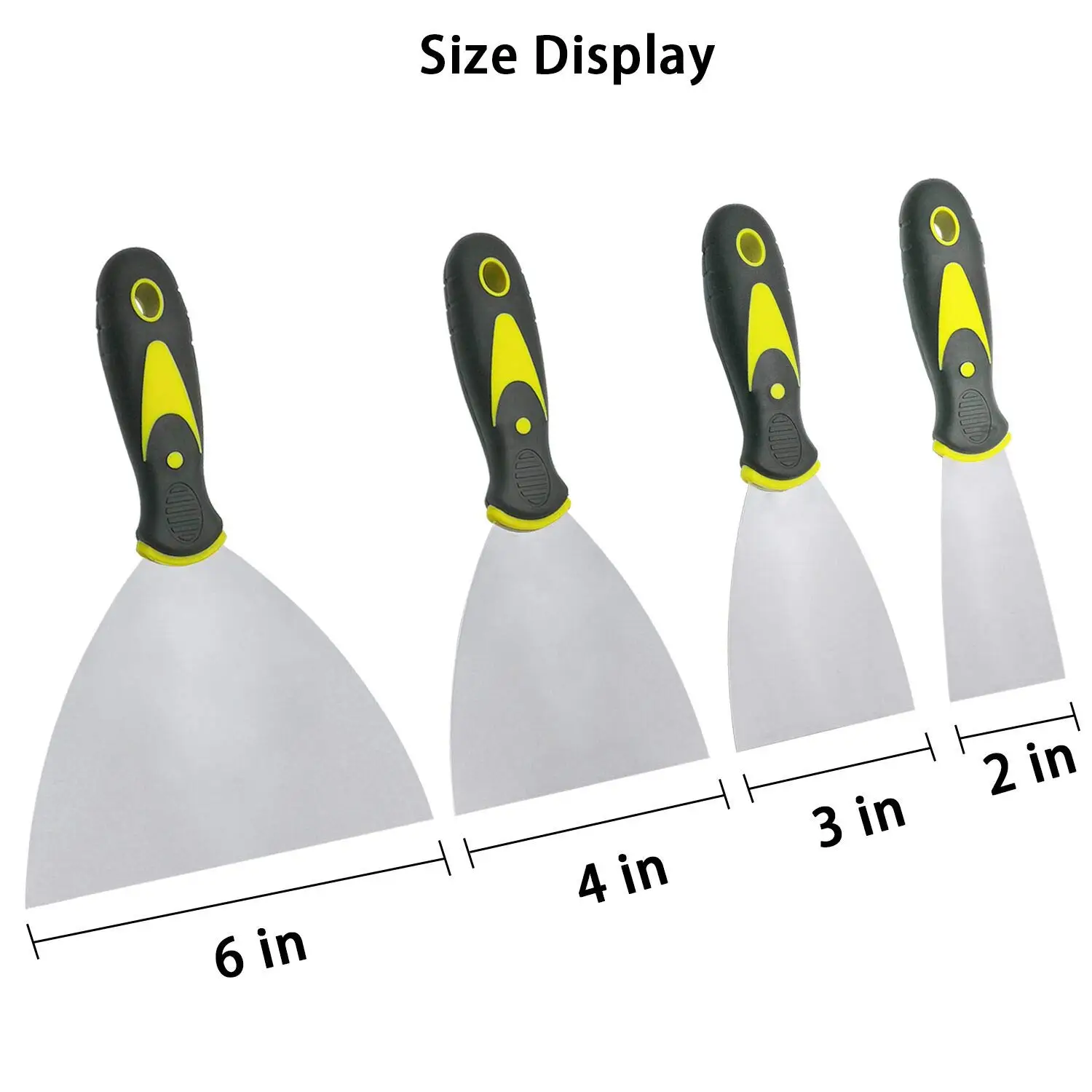 Putty Knives Set, Raspadores de metal, Raspadores para Drywall, Decalques, Papel de Parede, Cozimento, Patching e Pintura, 4 pcs