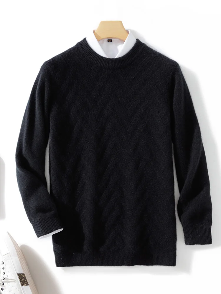 Maglione di cashmere da uomo Autunno Inverno O-Collo Pullover a maniche lunghe Abbigliamento casual 100% lana merino Maglieria di fascia alta Top