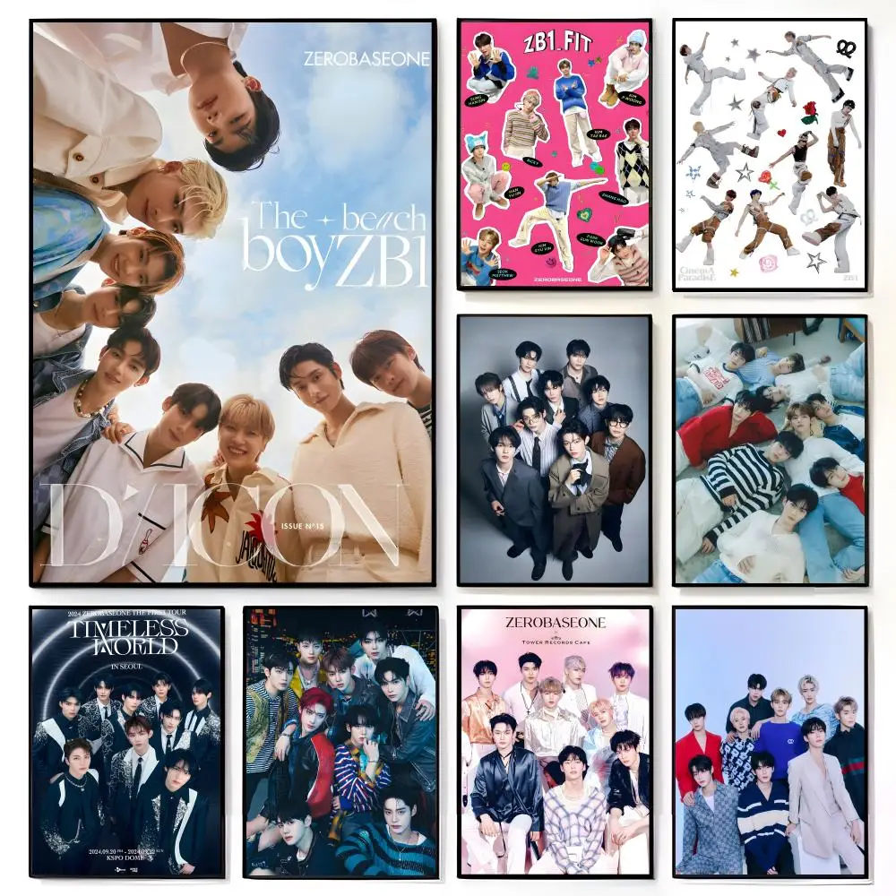 Fresh Talented Korean Kpop Boy Group Z-ZEROBASEONE Poster American Film Mural Home Childrens Room Wall Decor Print