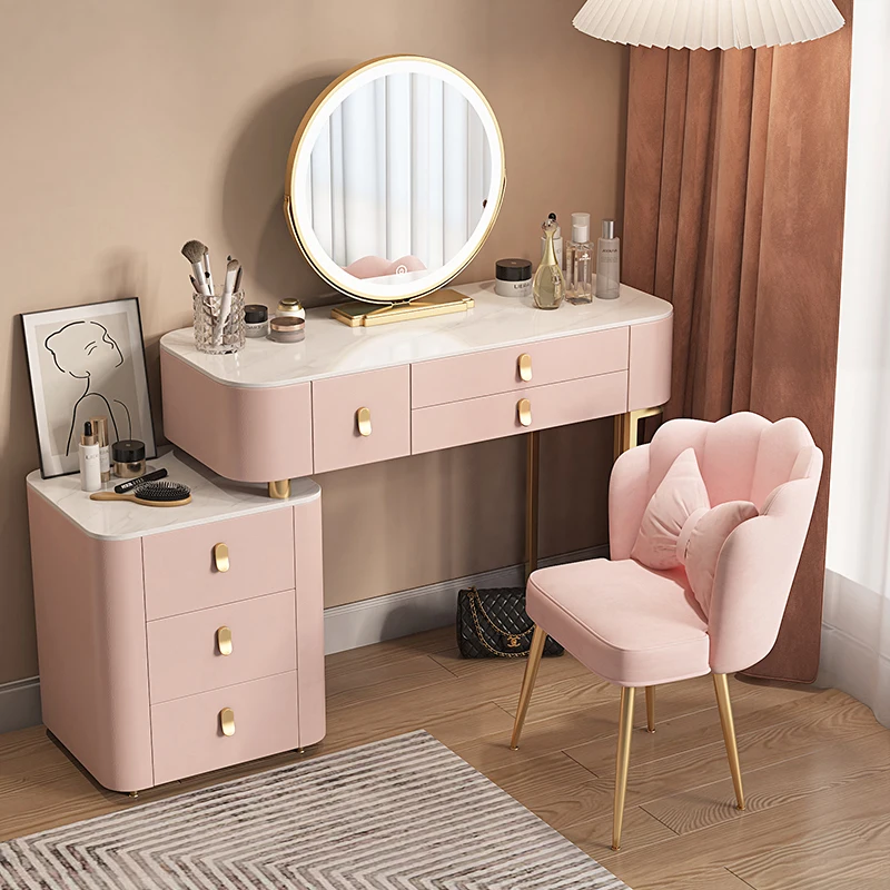 Nordic Luxury Dressing Table Drawers Natural Stool Women Mirror Dressing Table Design Small Tocador Maquillaje Bedroom Furniture