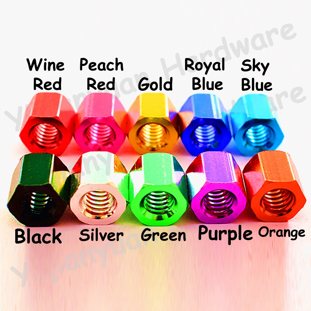 Yiqianyuan M4xP0.7 Nakrętki sześciokątne ze stopu aluminium Kolorowa tuleja łącząca Ręcznie dokręcaj podkładkę dystansową do akcesoriów sprzętowych