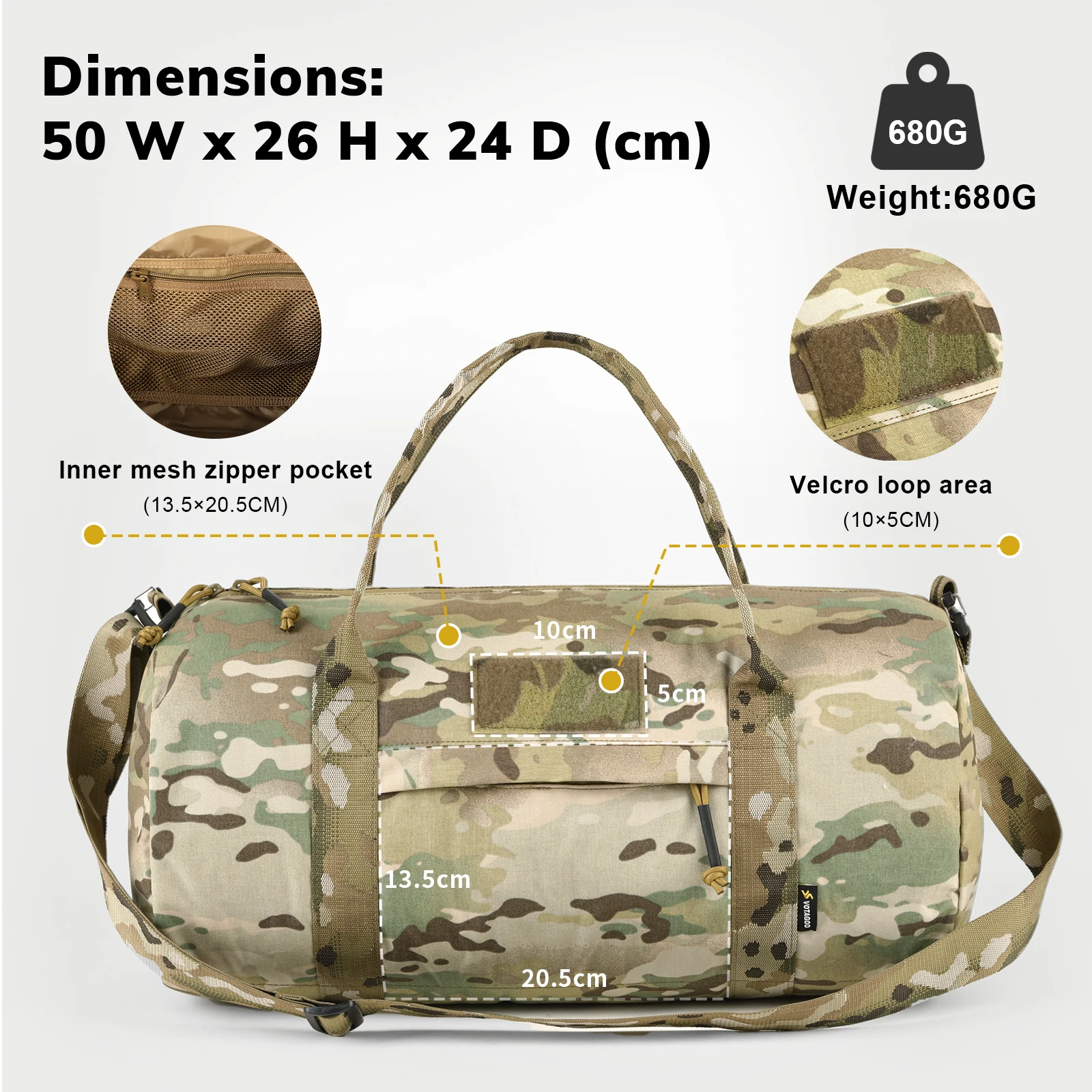 VOTAGOO 30L Taktische Reisetasche Große Kapazität Aufbewahrungstasche Fitness-Sporttasche für Männer Outdoor-Sport – Detail 2