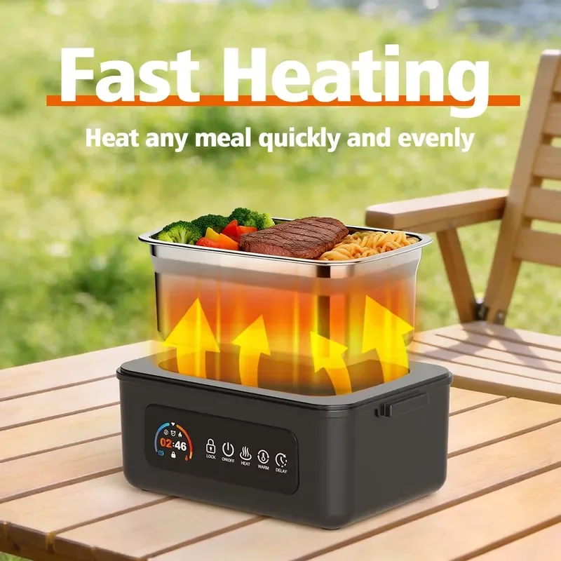 Electric Heating Lunch Box 6.3 Cups Large Capacity Smart Anti Loss Design Visual Control Portable Food Warmer Cooler for