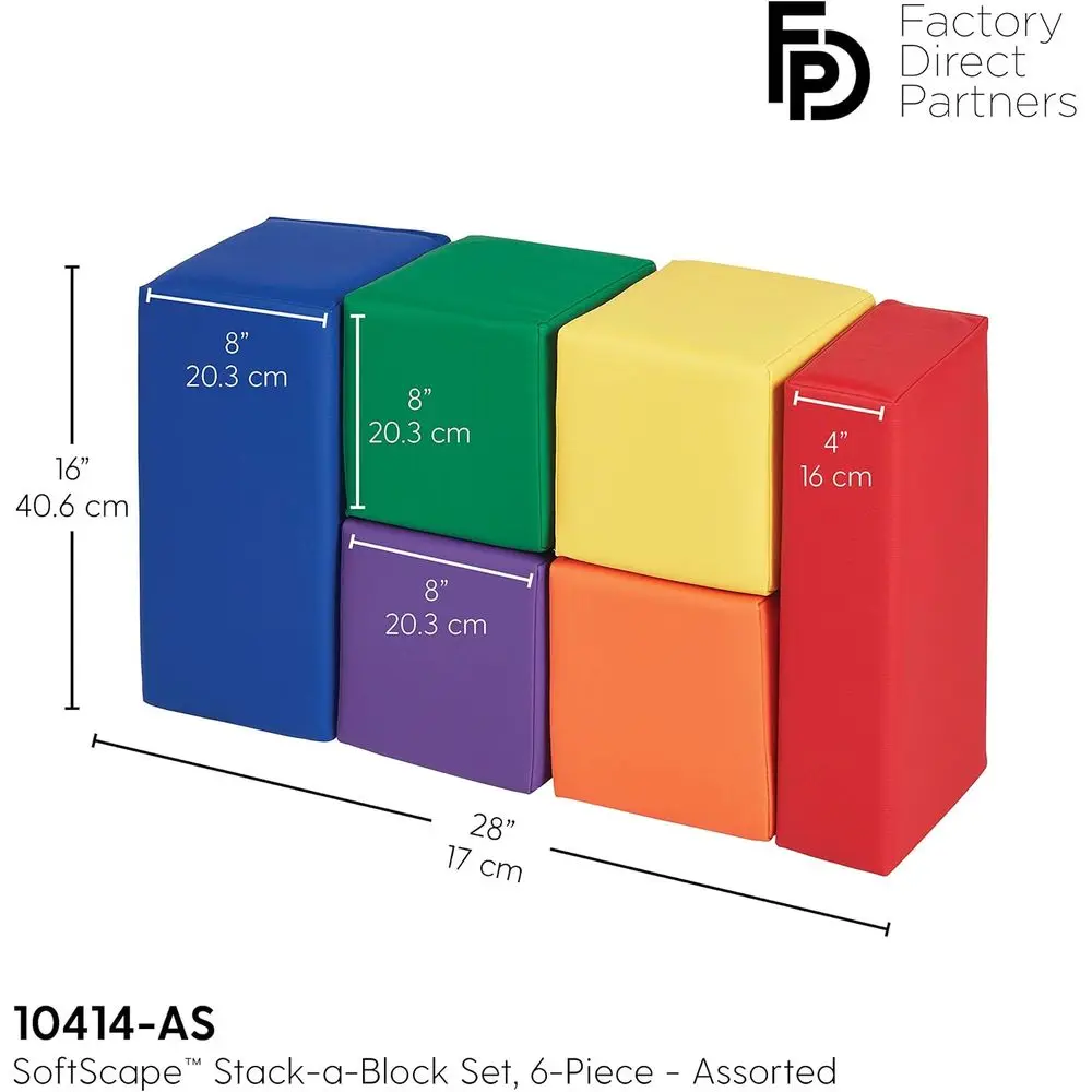 ソフトスケープ スタッカブル フォームブロック - 幼児向け組み立て遊びセット 6個入り