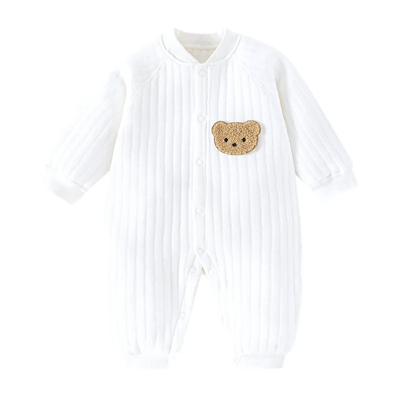 Newborn Baby Romper Cotton Clothes Winter Clip Cotton Three Layers Warm Jumpsuit Boys Girls Long Sleeve   Pajamas 0-3-6-9-12-24M