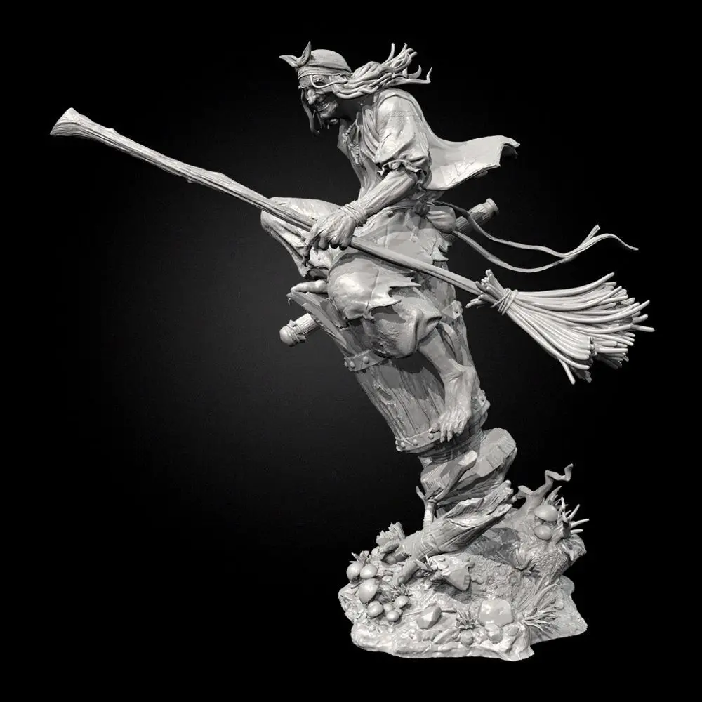 65mm 85mm 95mm Baba Yaga Witch's Mother Resin Soldier White Model Self-assembly DIY Coloring Figurines Decoration Crafts