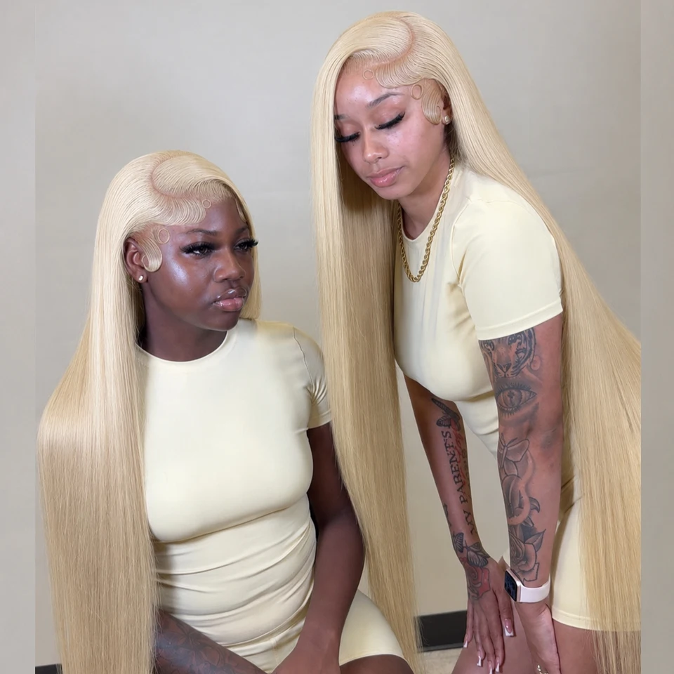 30 40 Inch Straight Blonde Wig Human Hair 13x6 Hd Blonde Lace Frontal 613 Color Brazilian Pre Plucked Wigs For Women 250%